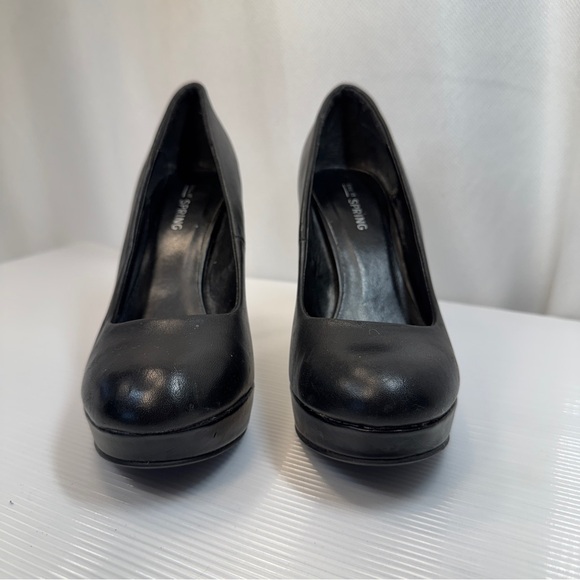 Call it Spring Black Leather Platform Heels Size 7 - Picture 3 of 13